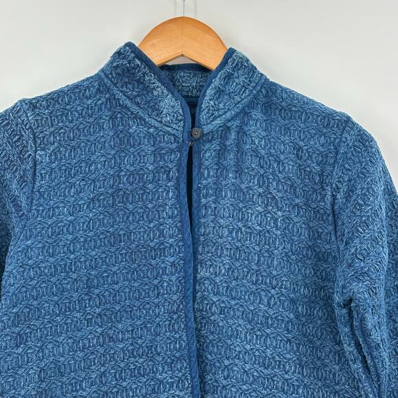 SACRED THREADS Open Cardigan Jacket Womens Size Small Blue Tassel Trim Boho - Picture 2 of 9